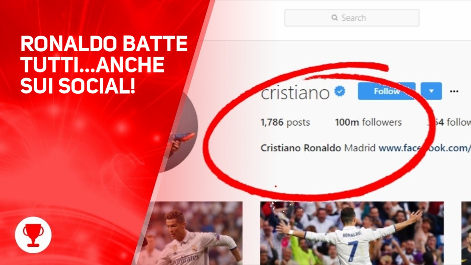 Ronaldo: primo sportivo con 100 milioni di follower!